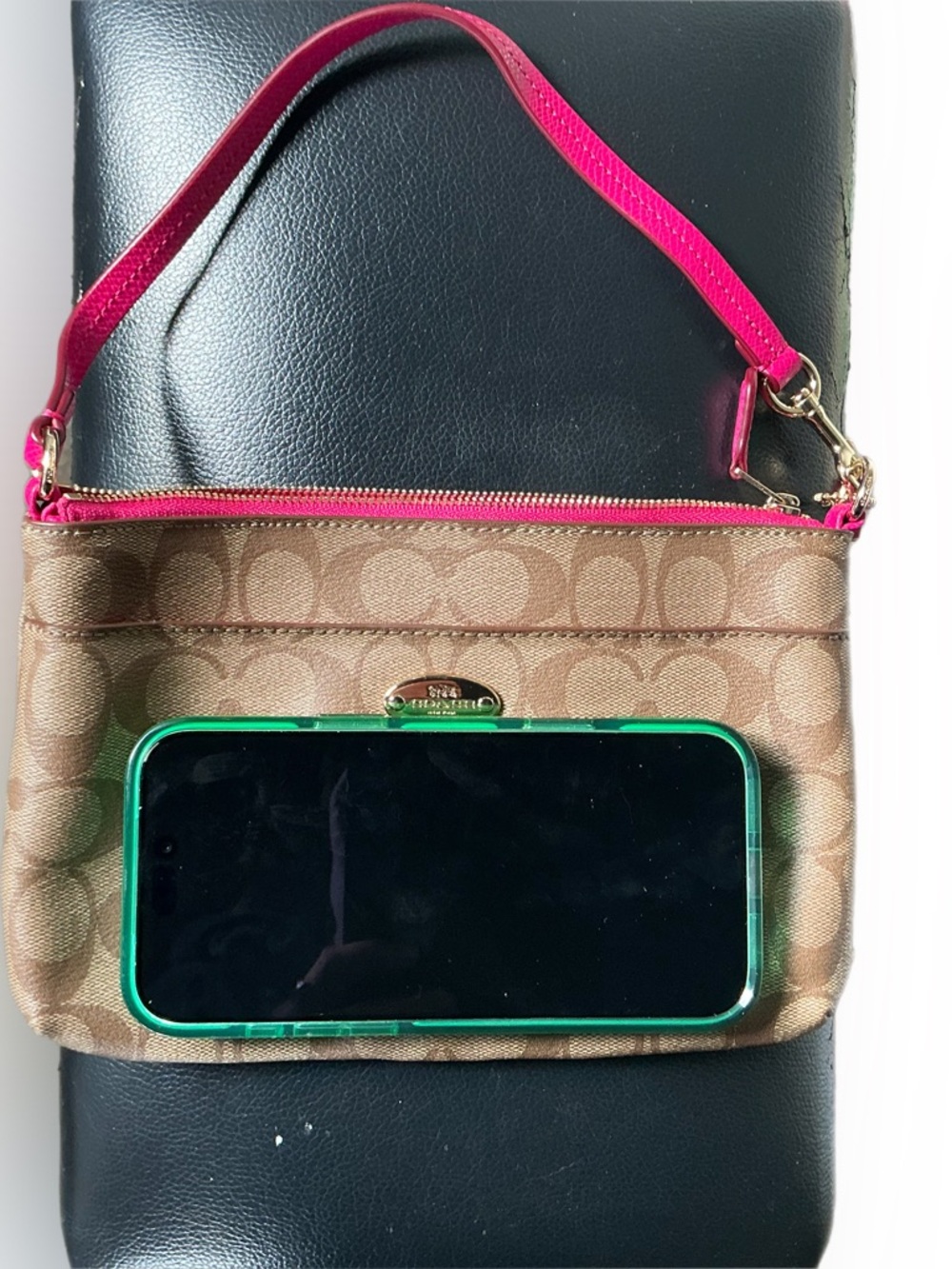 Coach signature brown and pink wristlet - Picture 12 of 12